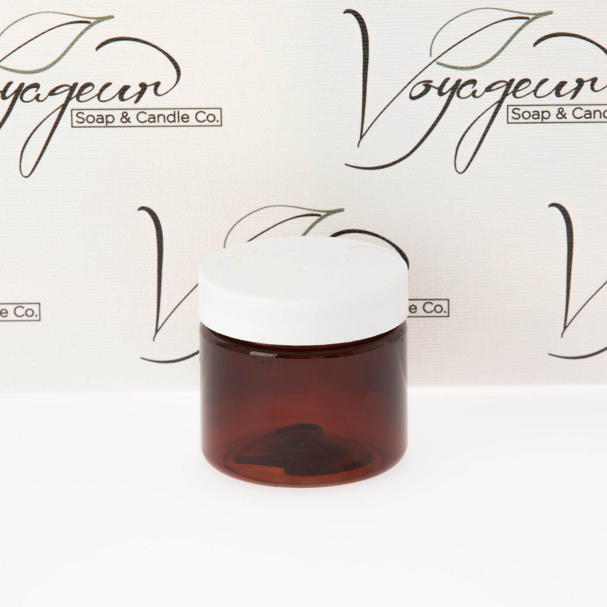 2 oz Amber Straight Sided Jar with White Flat Gloss Smooth Cap