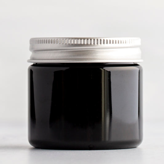 2 oz Black Straight Sided Jar with 48-400 Aluminum Cap