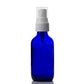 2 oz Blue Glass Boston Round Bottle with 20-400 White Fine Mist Sprayer