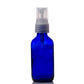 2 oz Blue Glass Boston Round Bottle with 20-410 Natural Fine Mist Sprayer