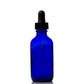 2 oz Blue Glass Boston Round Bottle with 60 ml Glass Tube Dropper