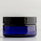 2 oz Blue Shallow Plastic Jar with Black Flat Gloss Cap