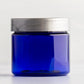 2 oz Blue Straight Sided Jar with 48-400 Silver Gloss Flat Cap