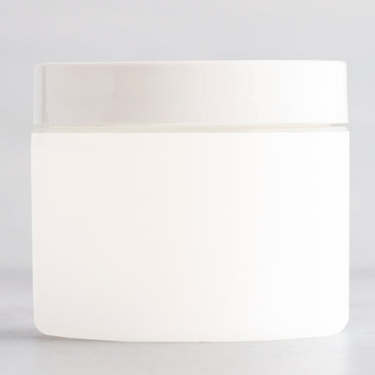 2 oz Frosted Straight Sided Plastic Jar with White Flat Gloss Cap
