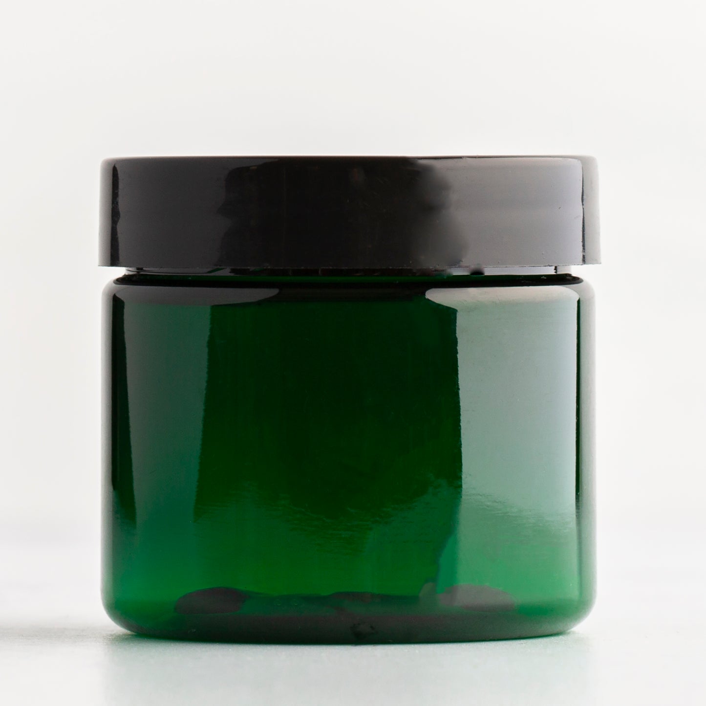 2 oz Green Straight Sided Plastic Jar with Black Flat Gloss Cap