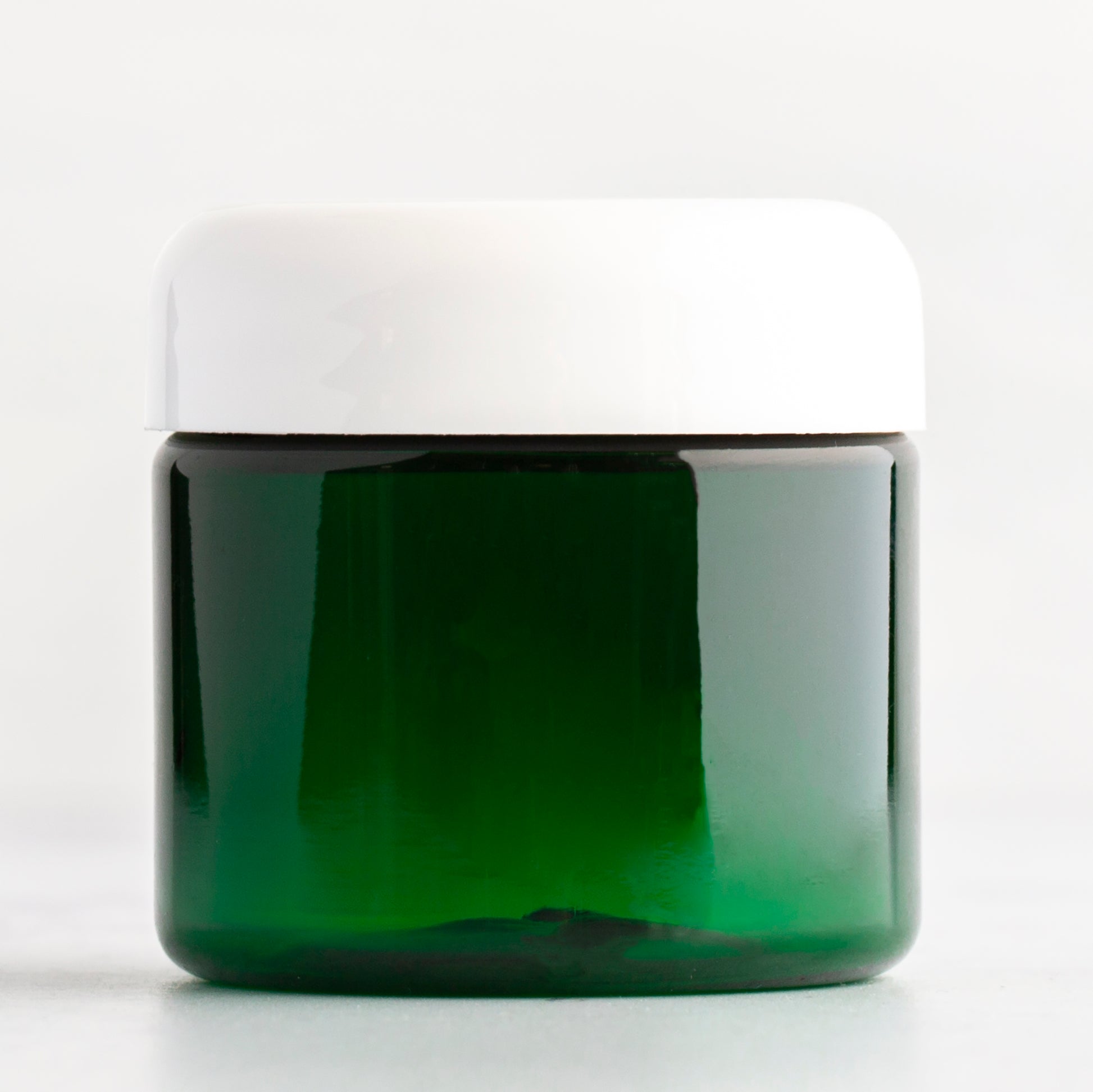 2 oz Green Straight Sided Plastic Jar with White Dome Cap