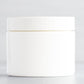 2 oz White Square Base Plastic Jar with White Gloss Flat Cap