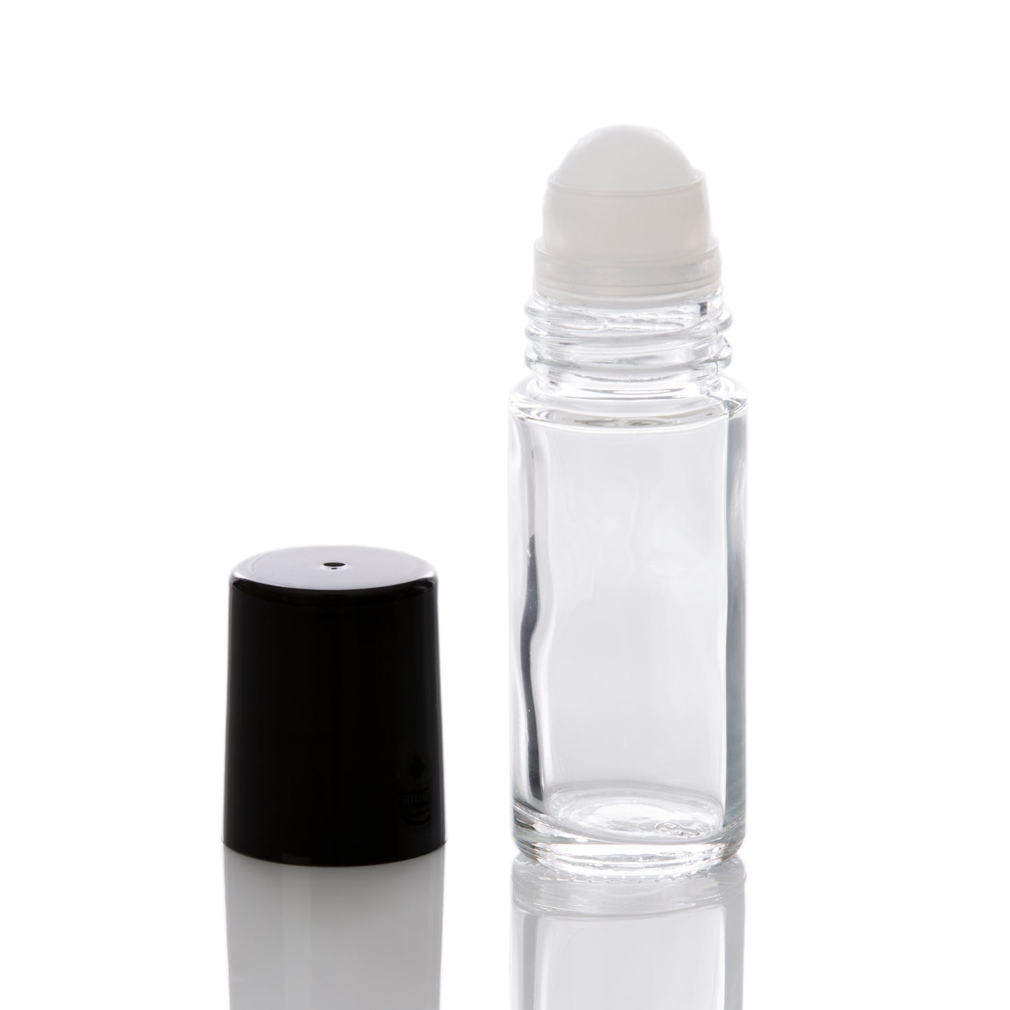 1 oz Clear Glass Rollerball Bottle with Black Cap