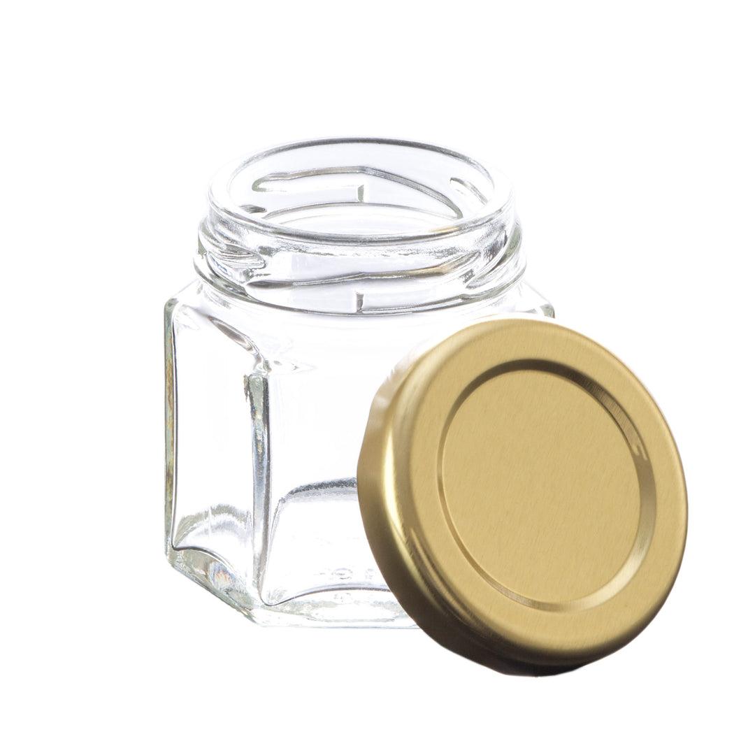 45 ml Hexagon Glass Jar with Gold Lid