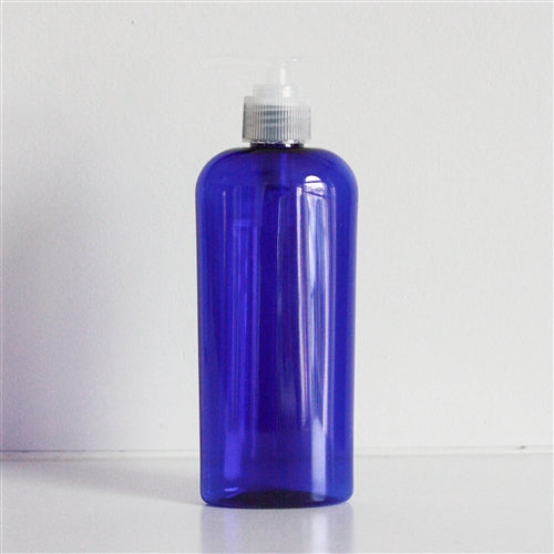 8 oz Blue PET Cosmo Oval with Pump - Natural