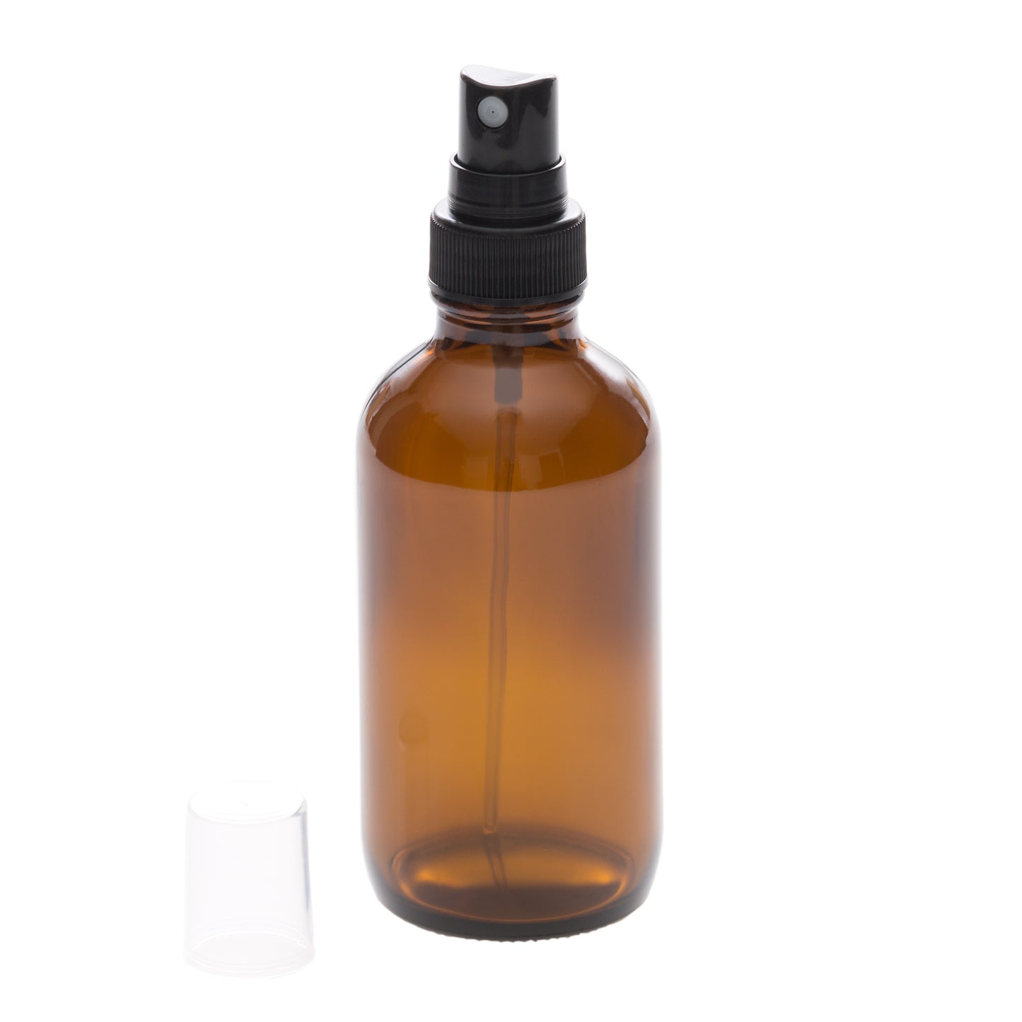 4 oz Amber Glass Bottle with 22-400 Black Fine Mist Sprayer