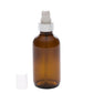 4 oz Amber Glass Bottle with 22-400 White Treatment Pump with Silver Shell