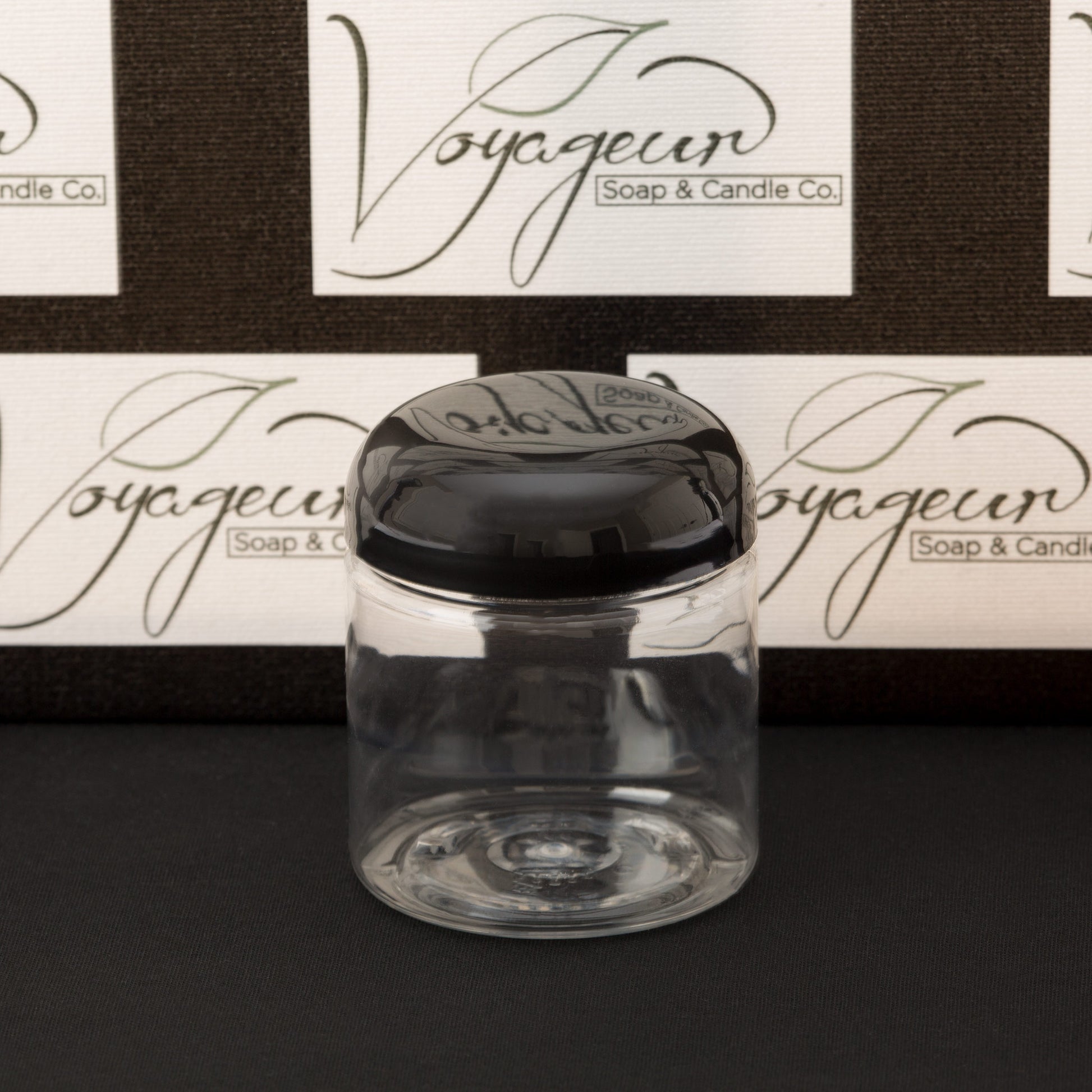 4 oz Clear Straight Sided Jar with Black Dome Cap