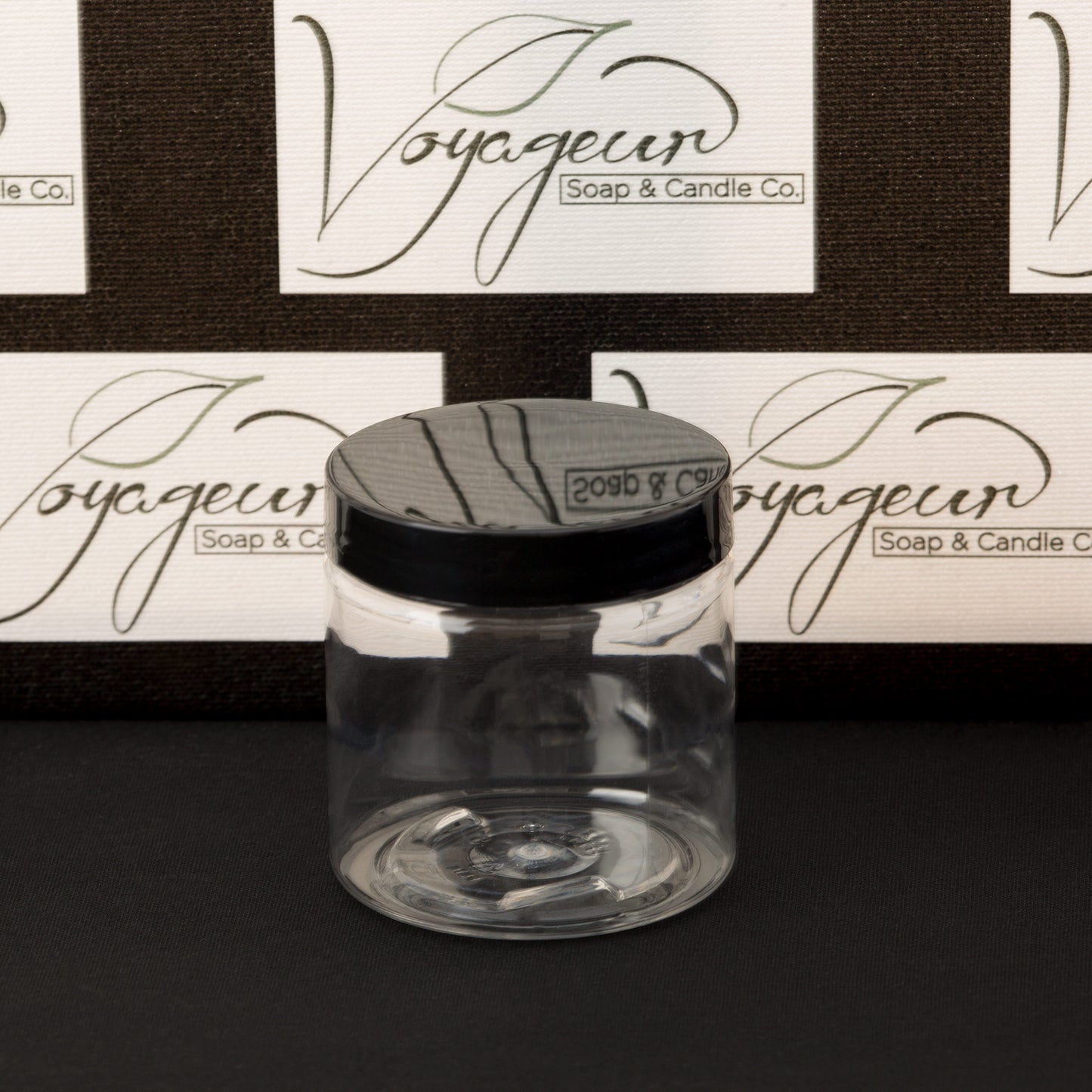 4 oz Clear Straight Sided Jar with Black Smooth Cap