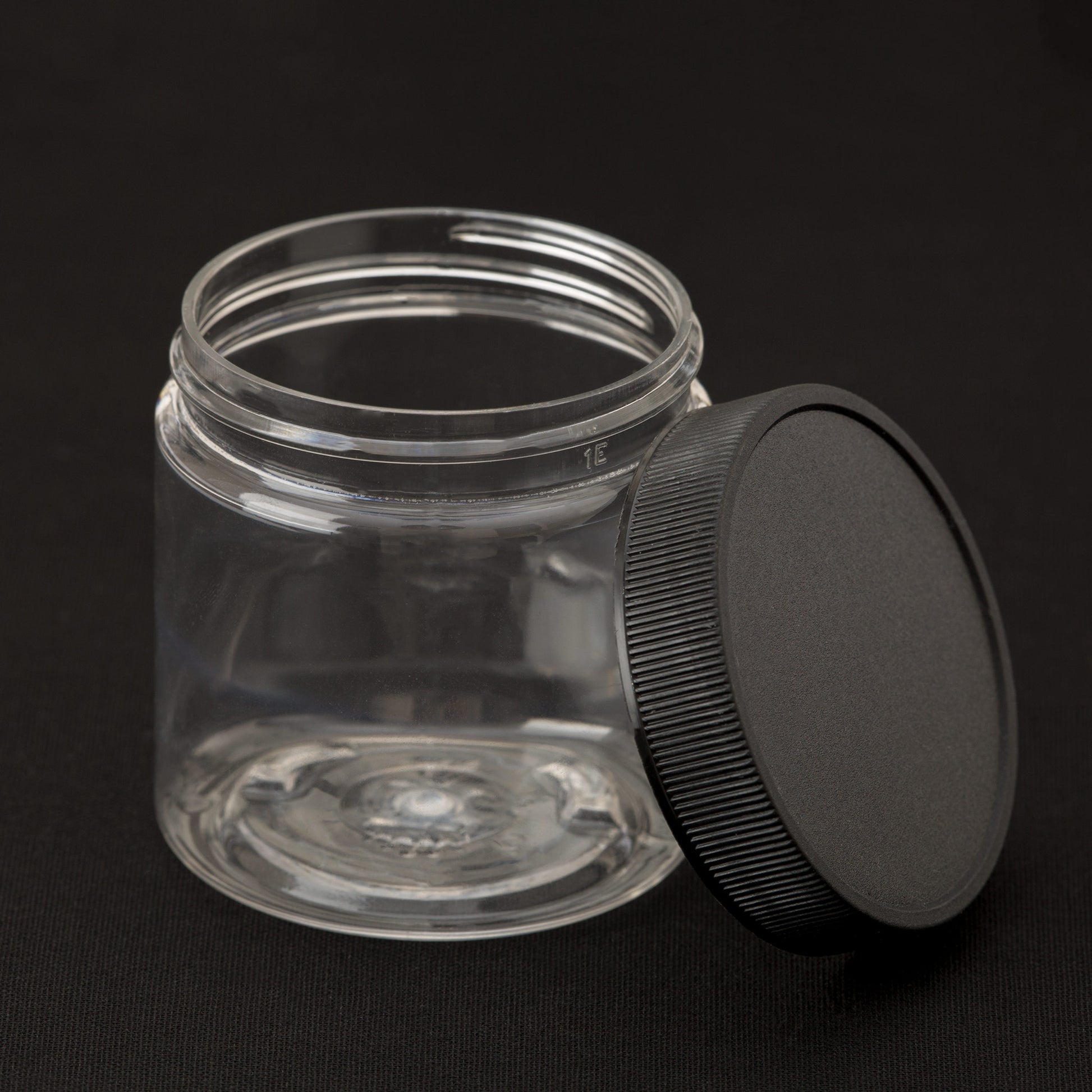 4 oz Clear Straight Sided Jar with Black Ribbed Cap