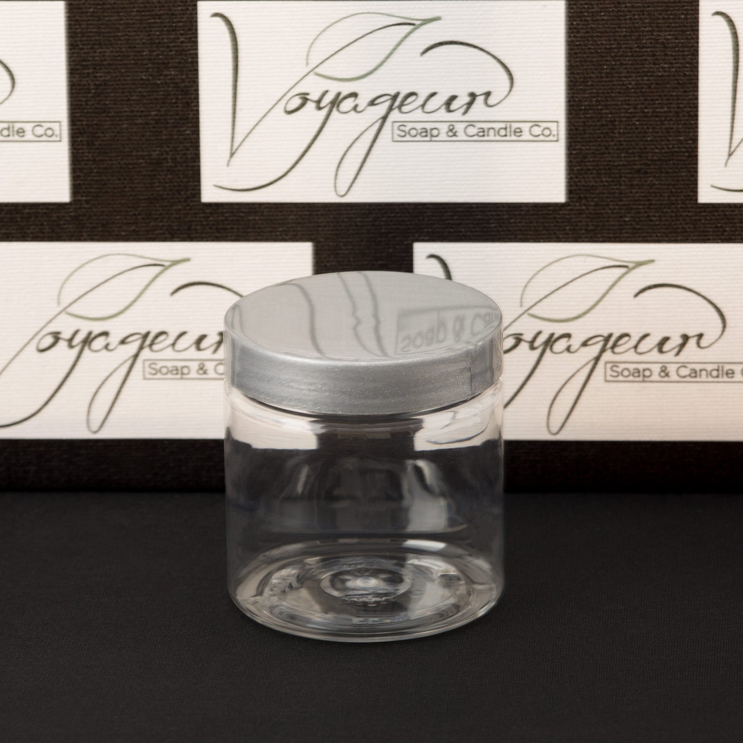 4 oz Clear Straight Sided Jar with Silver Smooth Cap