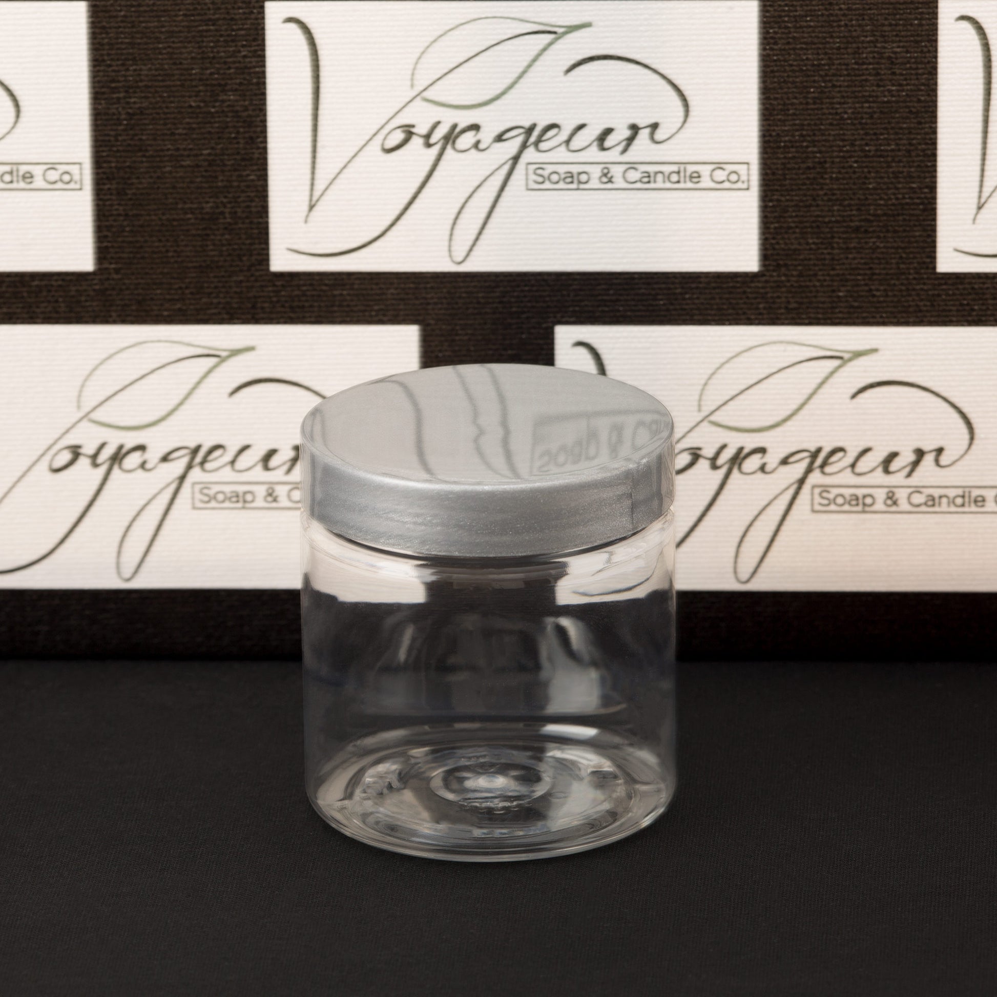 4 oz Clear Straight Sided Jar with Silver Smooth Cap