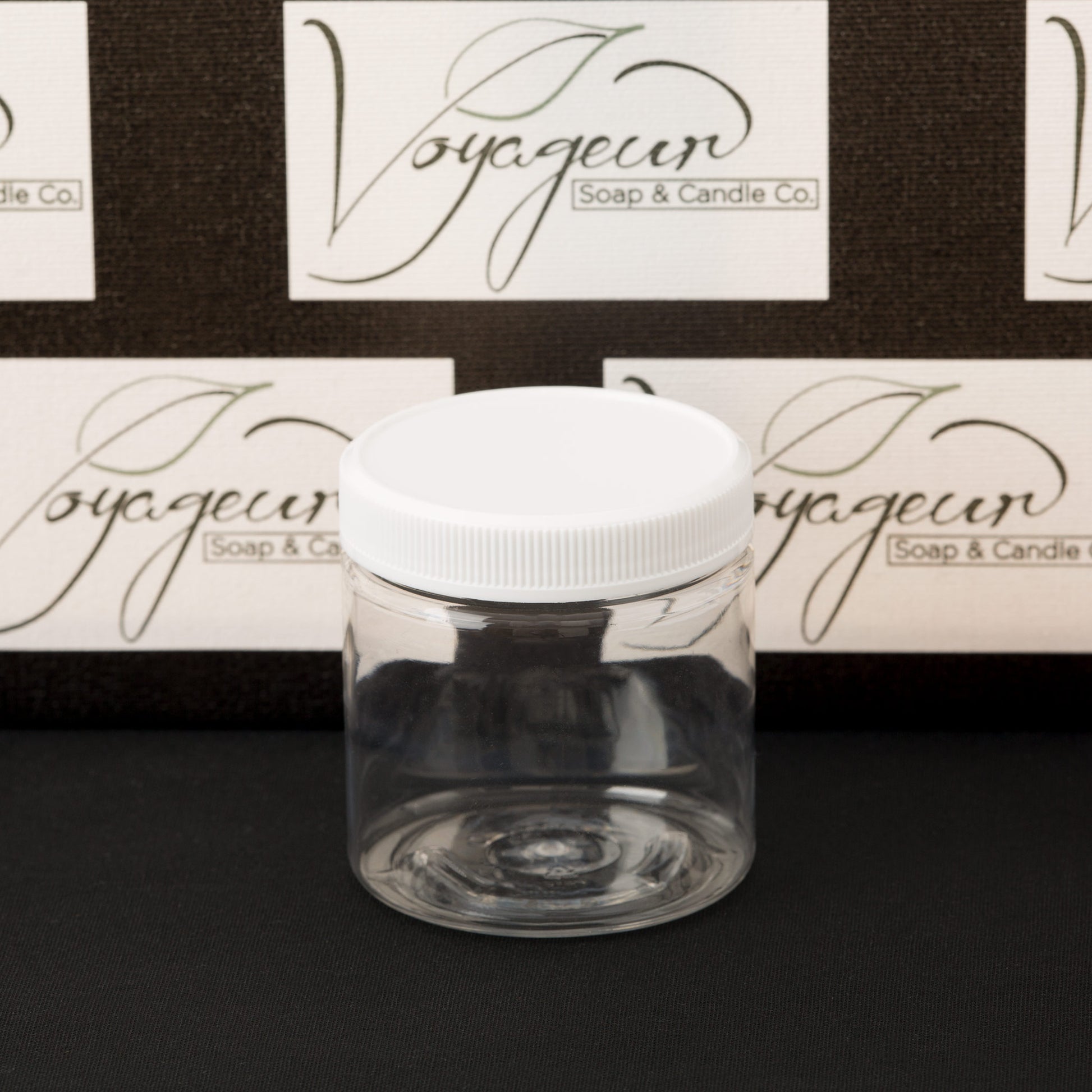 4 oz Clear Straight Sided Jar with White Ribbed Cap