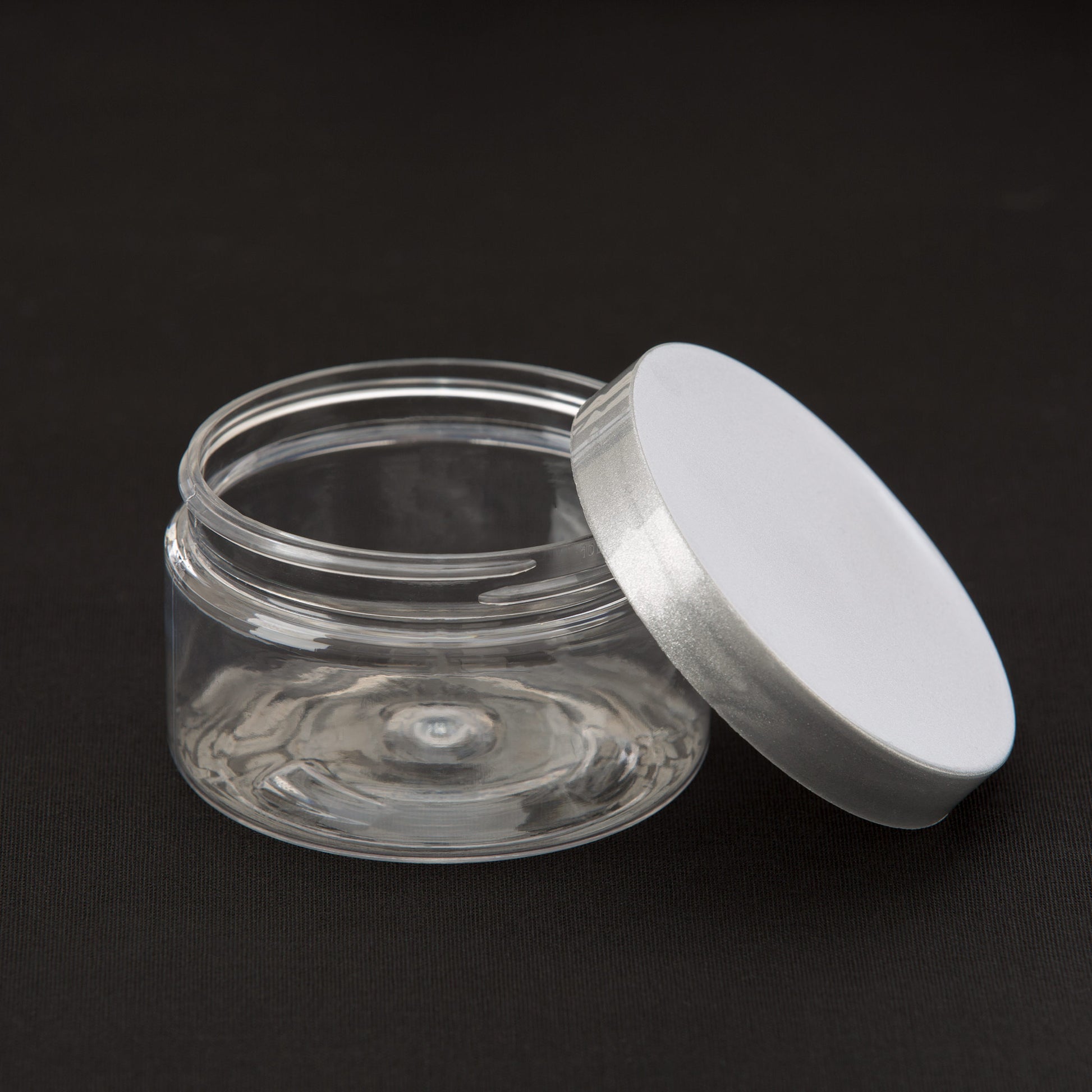 4 oz Clear Shallow Jar with Silver Smooth Cap