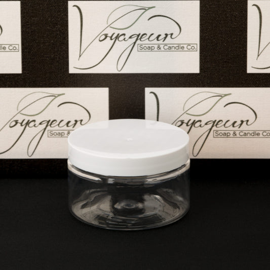 4 oz Clear Shallow Jar with White Smooth Cap