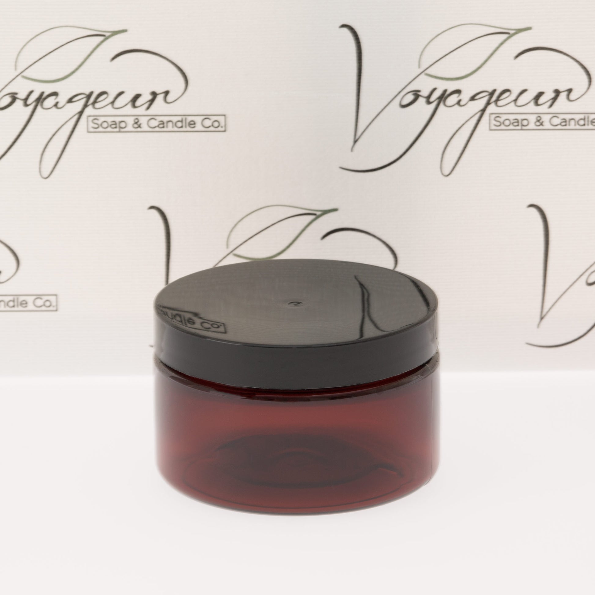 4 oz Amber Shallow Jar with Black Flat Gloss Smooth Cap