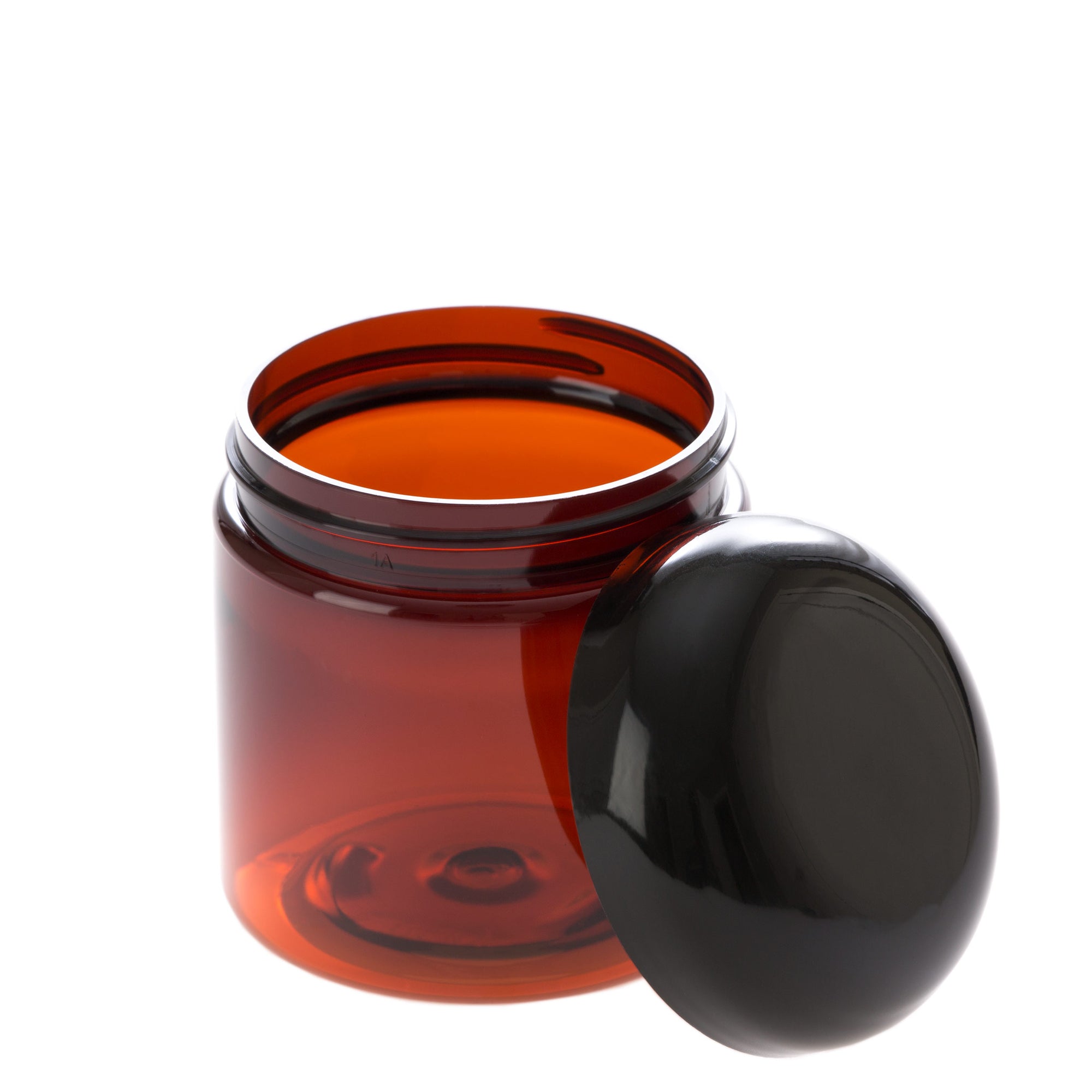 4 oz Amber Straight Sided Jar with Black Dome Cap