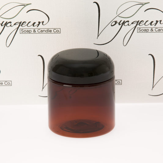 4 oz Amber Straight Sided Jar with Black Dome Cap