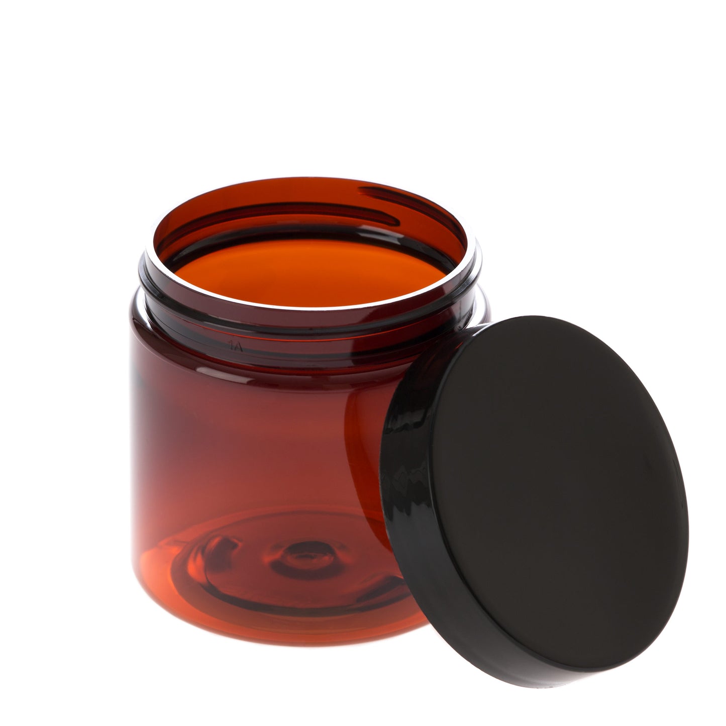 4 oz Amber Straight Sided Jar with Black Flat Gloss Smooth Cap