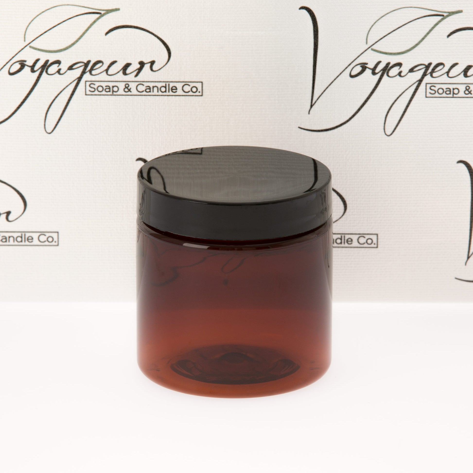 4 oz Amber Straight Sided Jar with Black Flat Gloss Smooth Cap