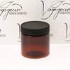 4 oz Amber Straight Sided Jar with Black Ribbed Screw Cap