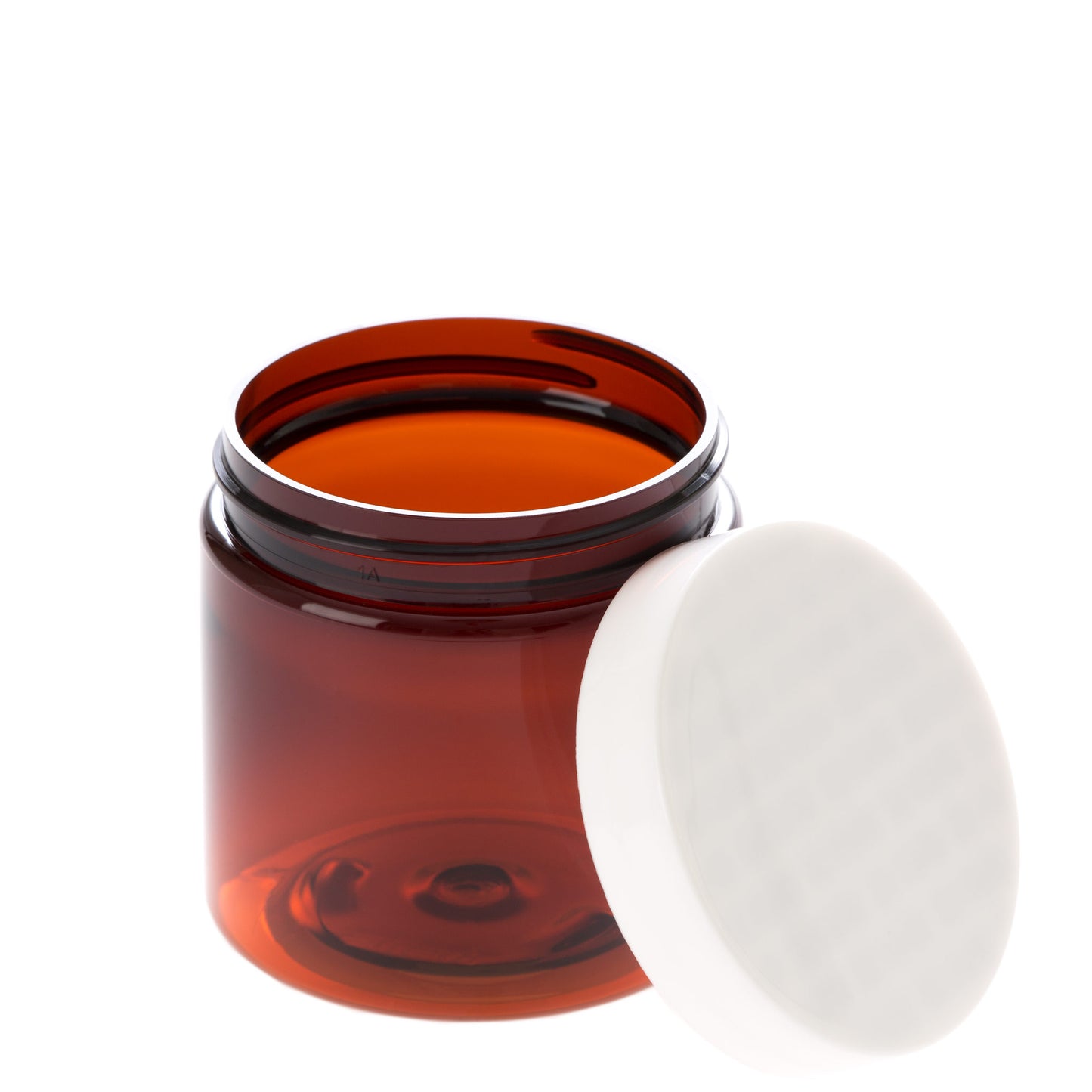 4 oz Amber Straight Sided Jar with White Flat Gloss Smooth Cap