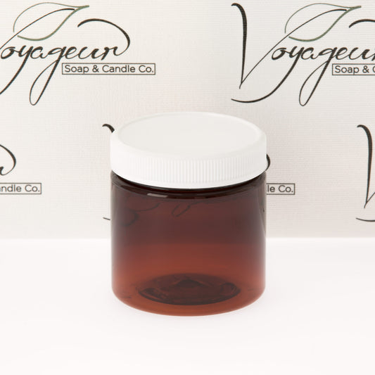 4 oz Amber Straight Sided Jar with White Ribbed Screw Cap