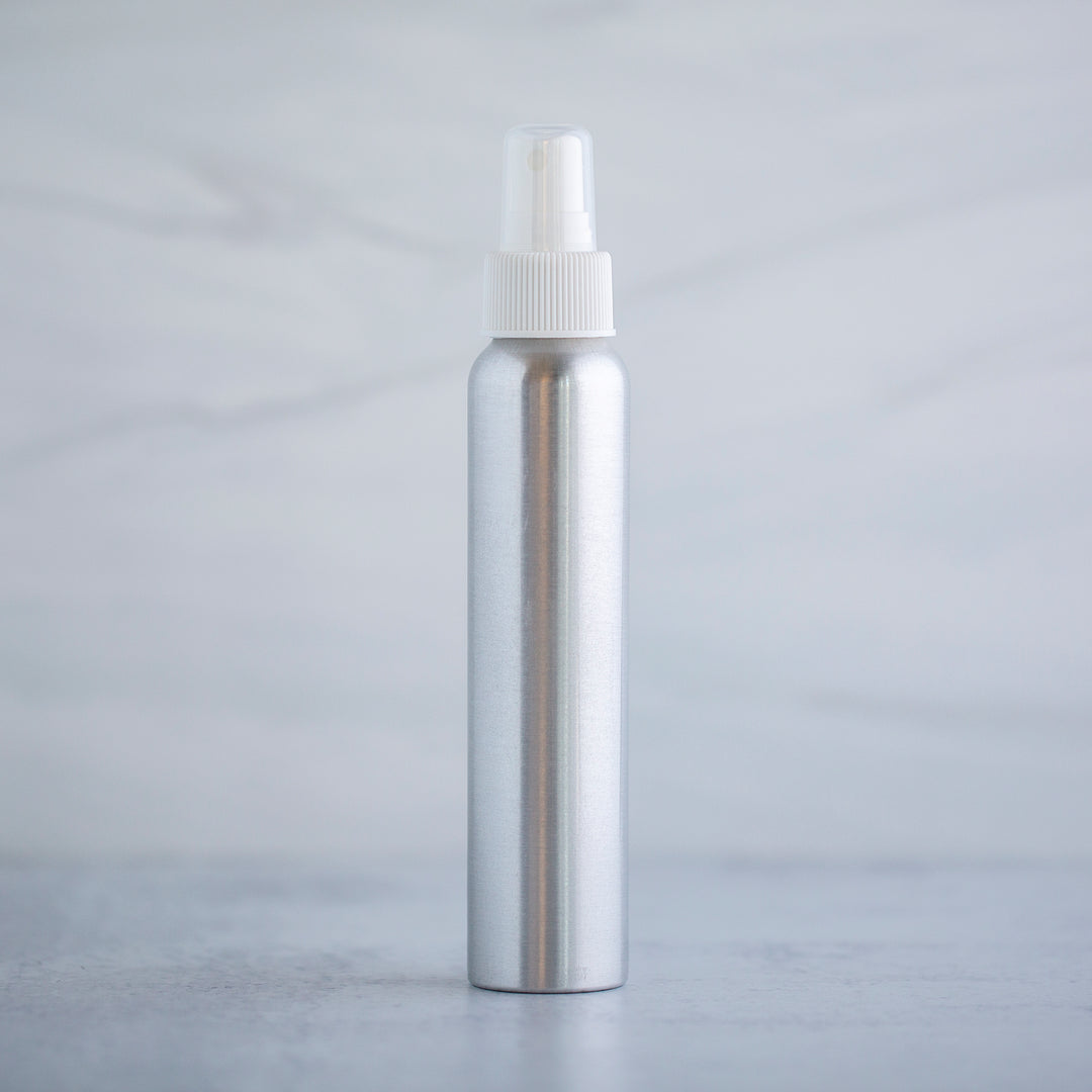 120 ml Aluminum Bottle with White Mister