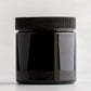 4oz Black Plastic Jar with Black Ribbed Cap