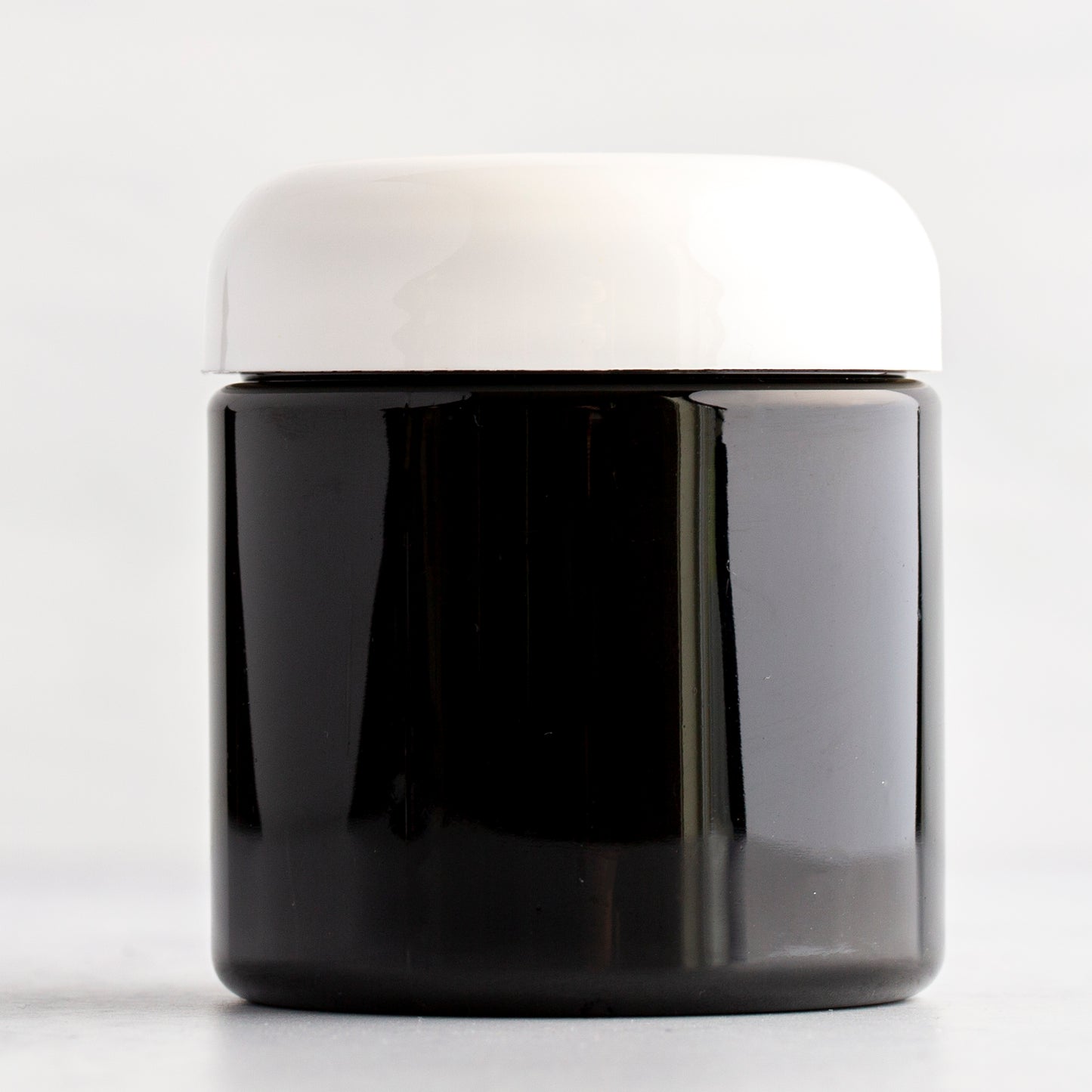 4 oz Black Straight Sided Jar with 58-400 White Dome Cap