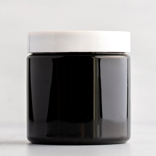 4oz Black Plastic Jar with White Gloss Cap