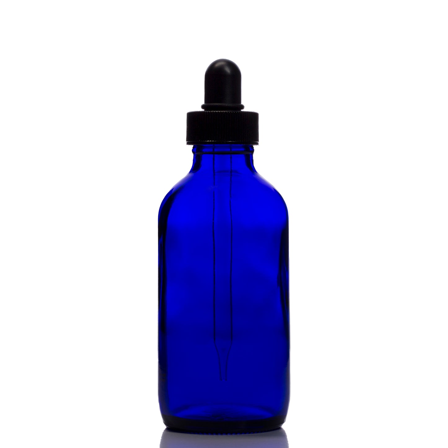 4 oz Blue Glass Boston Round Bottle with 100 ml Glass Tube Dropper