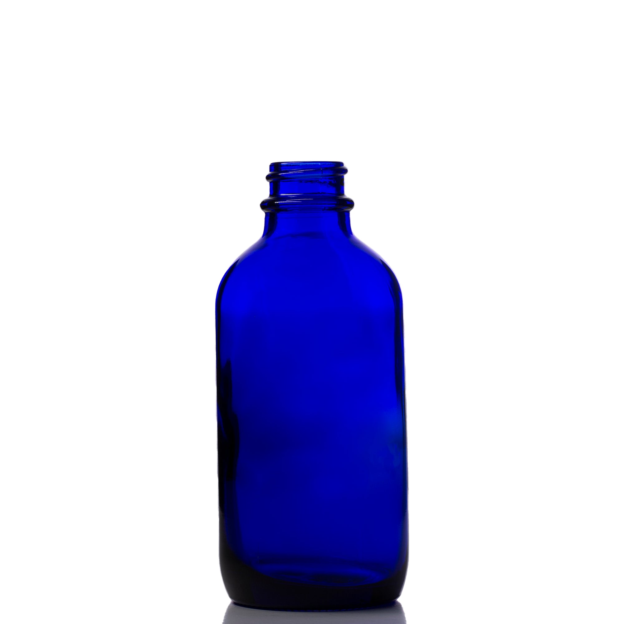 4 oz Blue Glass Boston Round Bottle with 22-400 Neck