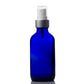 4 oz Blue Glass Boston Round Bottle with 22-400 White Mister with Brushed Aluminum Shell