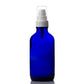 4 oz Blue Glass Boston Round Bottle with 22-400 White Treatment Pump
