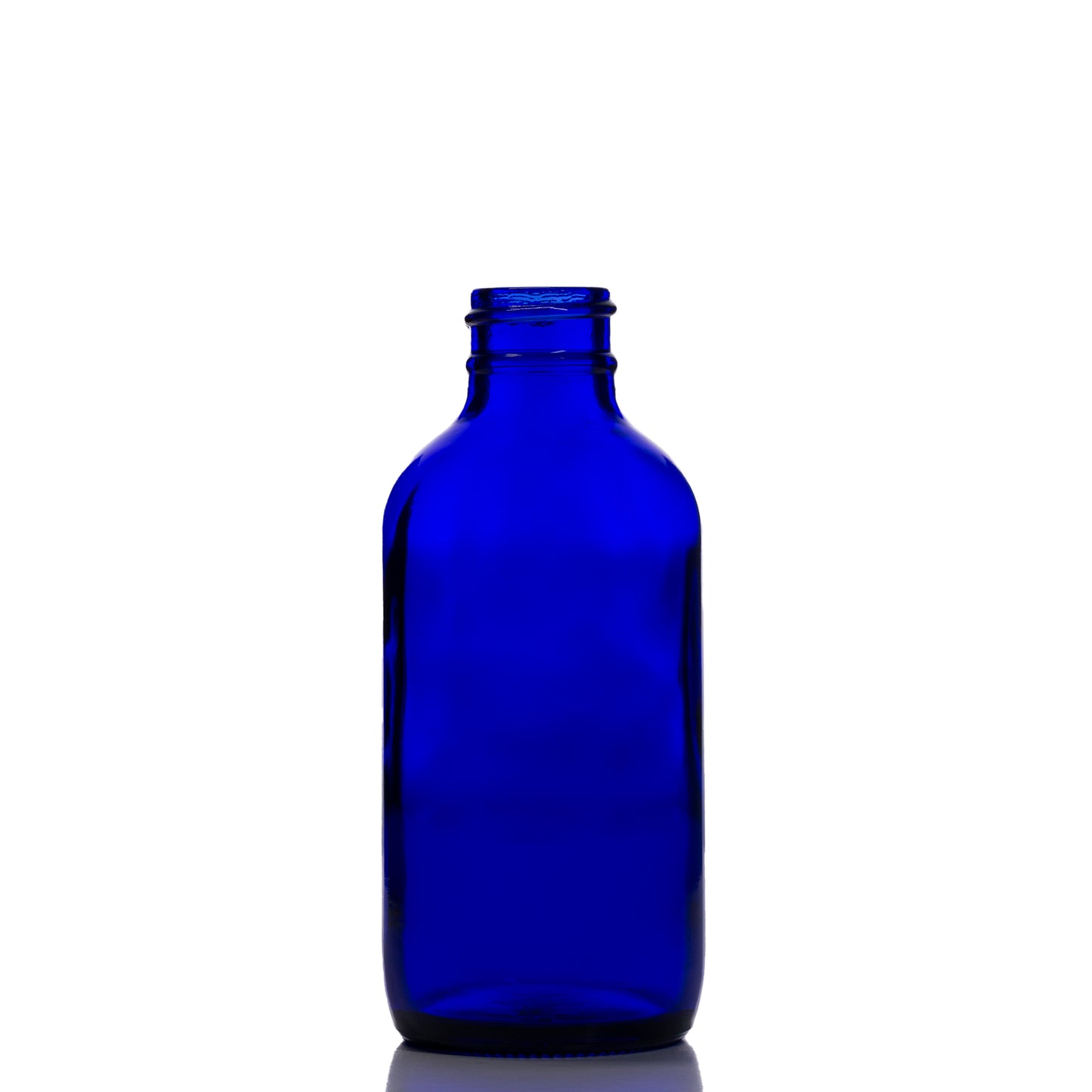 4 oz Blue Glass Boston Round Bottle with 24-400 Neck