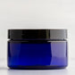 4 oz Blue Shallow Plastic Jar with Black Flat Gloss Cap