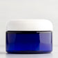 4 oz Blue Shallow Plastic Jar with White Dome Cap