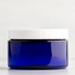 4 oz Blue Shallow Plastic Jar with White Flat Gloss Cap