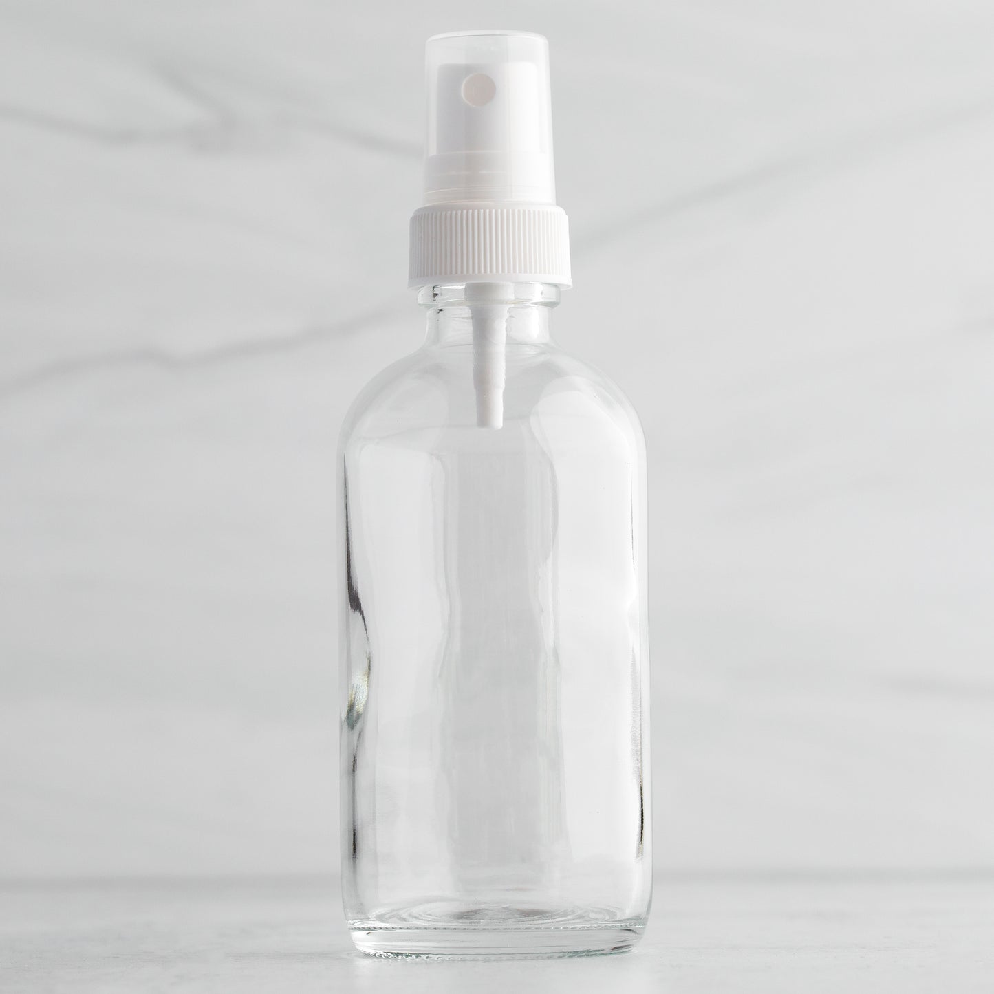 4 oz Clear Glass Bottle with White Mister
