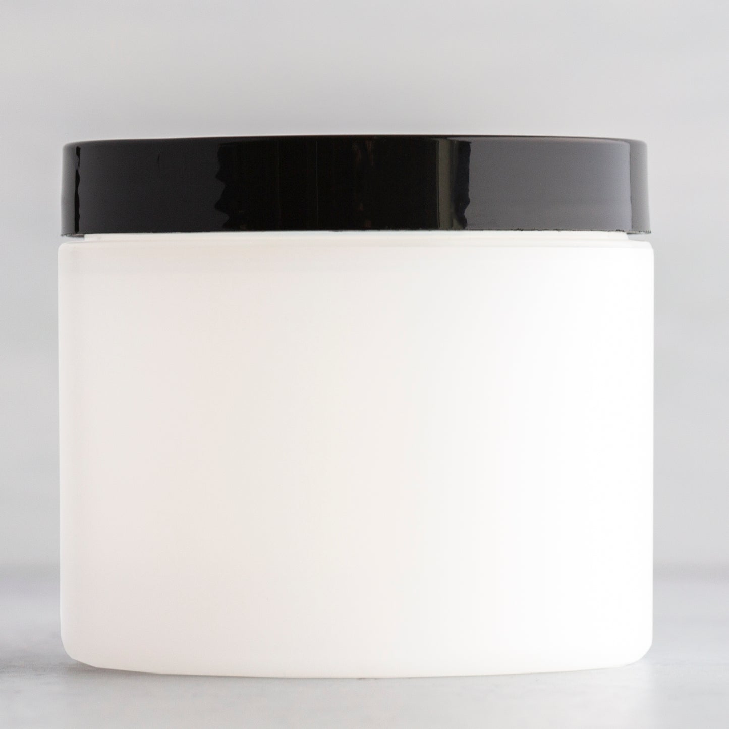 4 oz Frosted Straight Sided Plastic Jar with Black Gloss Flat Cap