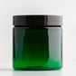 4 oz Green Straight Sided Plastic Jar with Black Flat Gloss Cap
