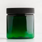 4 oz Green Straight Sided Plastic Jar with Black Ribbed Cap