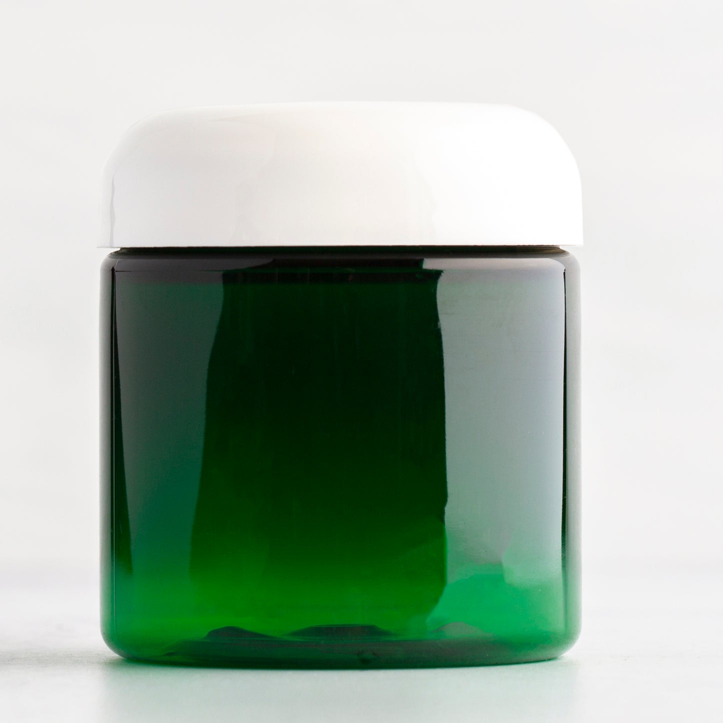 4 oz Green Straight Sided Plastic Jar with White Dome Cap