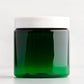 4 oz Green Straight Sided Plastic Jar with White Gloss Cap